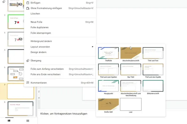 Google Slides-Tutorial: 7.3 | Weitere Folienoptionen