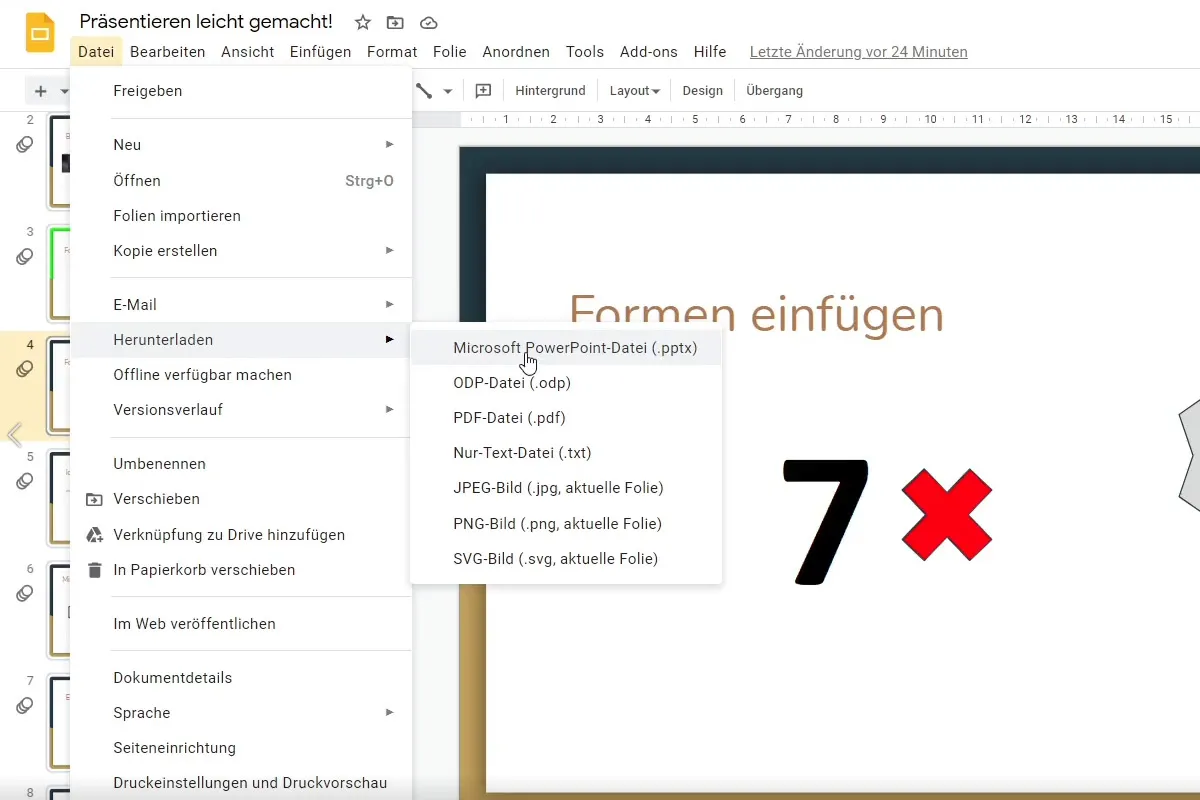 Google Slides-Tutorial: 9.2 | Dokument herunterladen und kopieren