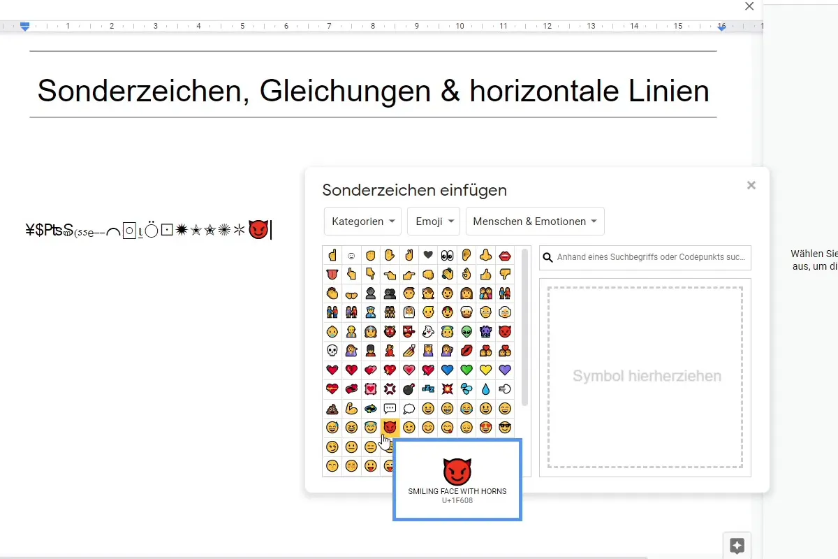 Google Docs-Tutorial: 10.1 | Sonderzeichen, Gleichungen und horizontale Linien