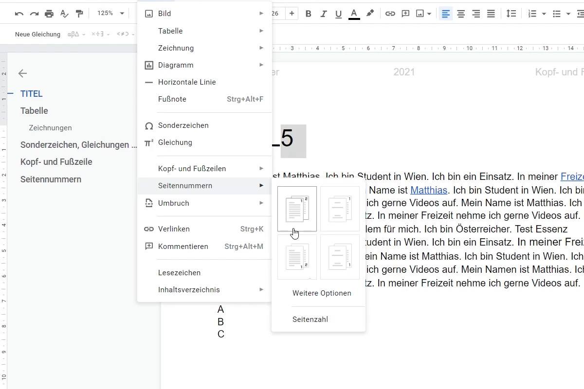 Google Docs tutorial: 10.3 | Page numbers