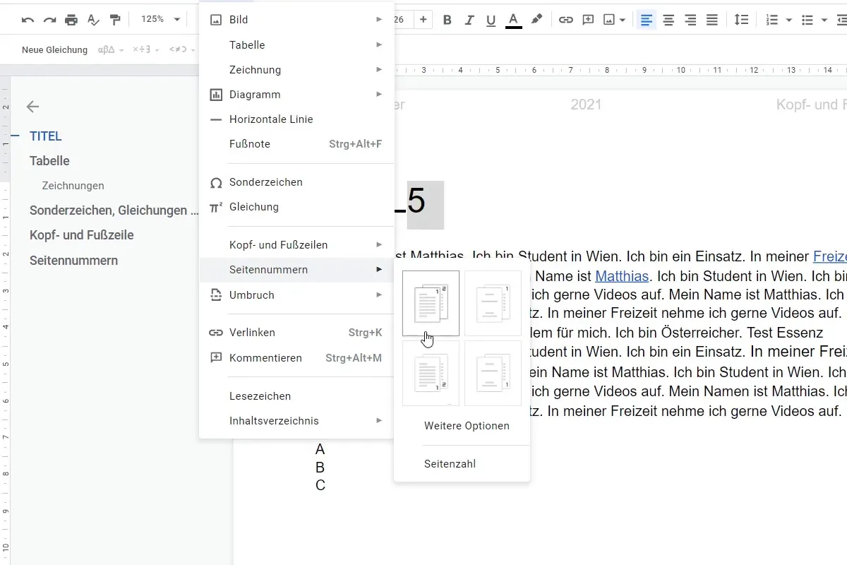 Google Docs-Tutorial: 10.3 | Seitennummern