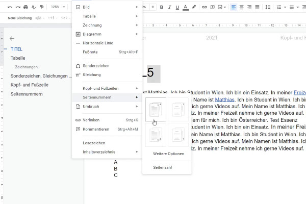 Google Docs tutorial: 10.3 | Page numbers