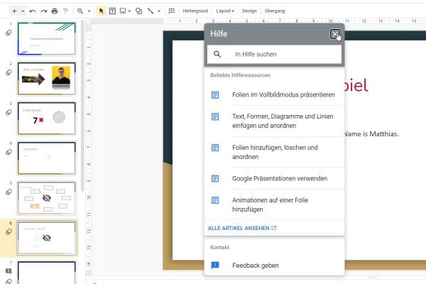 Google Slides tutorial: 13.1 | The help bar