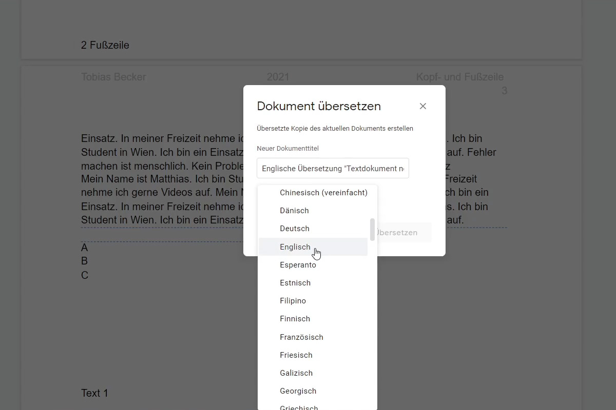 Google Docs tutorial: 11.4 | Translate document