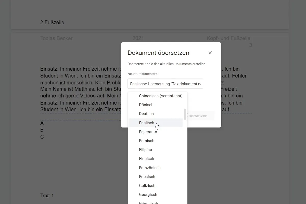 Google Docs-Tutorial: 11.4 | Dokument übersetzen lassen