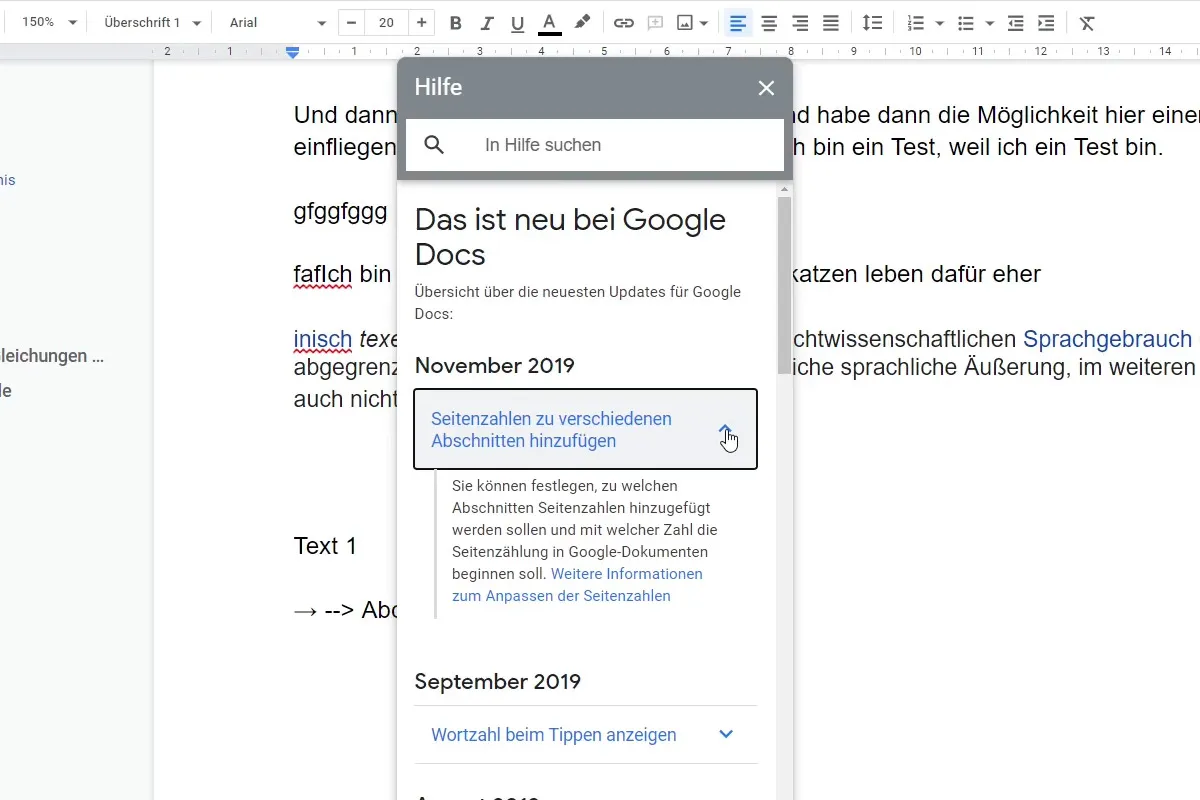 Google Docs-Tutorial: 12.3 | Die Hilfe-Leiste