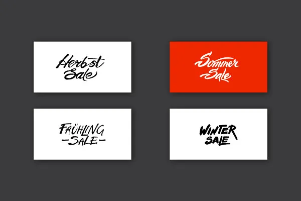 Handlettering Sale & Rabatt: 04 | "Herbst Sale", "Sommer Sale", "Frühling Sale", "Winter Sale"