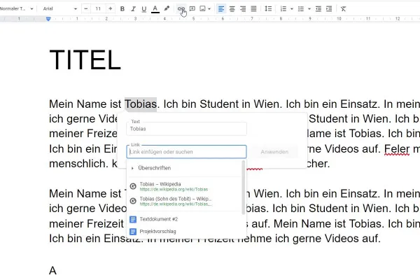 Google Docs-Tutorial: 5.2 | Hyperlinks einfügen