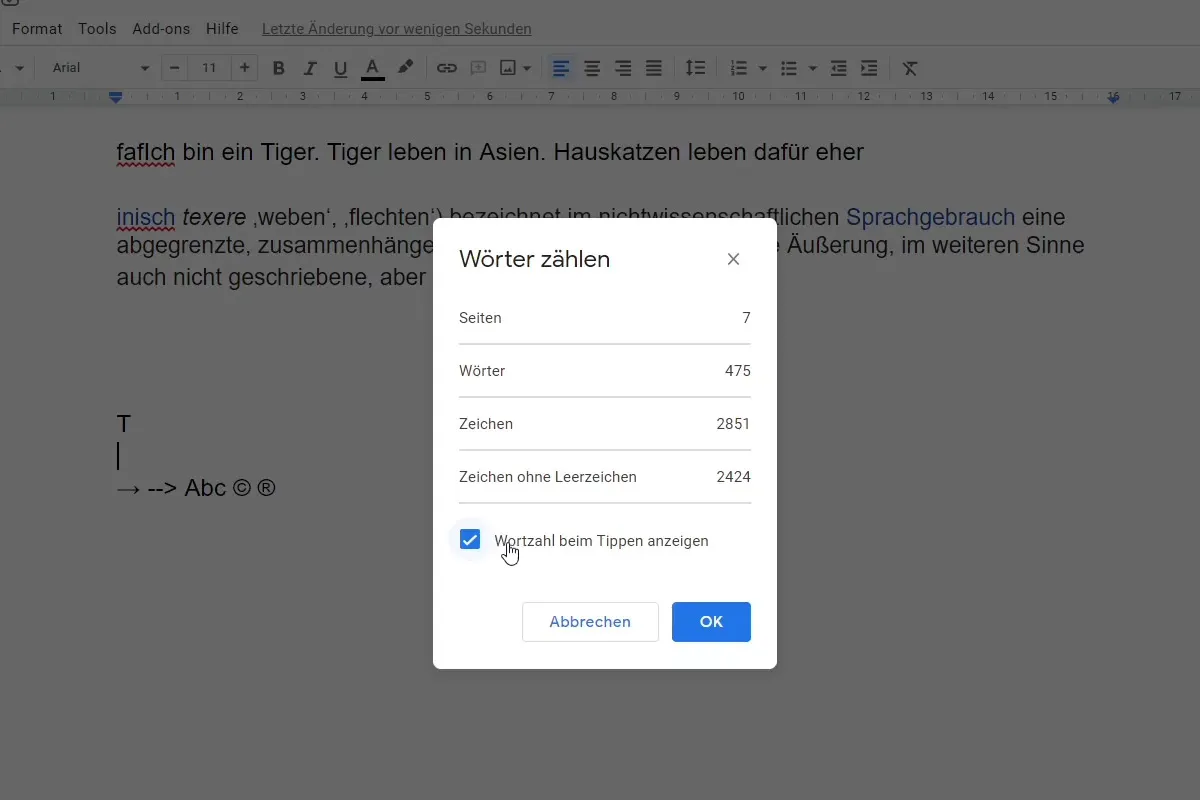 Google Docs-Tutorial: 11.2 | Wörterzähler