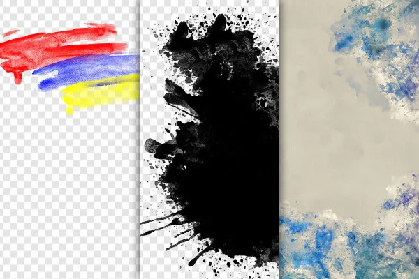 Hochformat-Bilderrahmen mit Wasserfarben-Effekten (PNG- und JPG-Dateien)