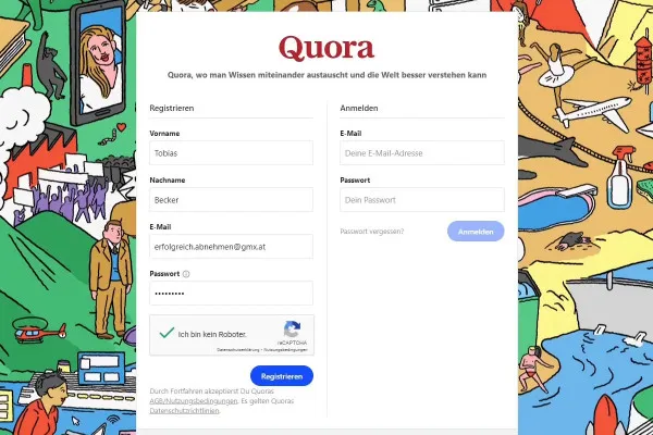 Marketing digitale con Quora: 2.2 | Creazione account
