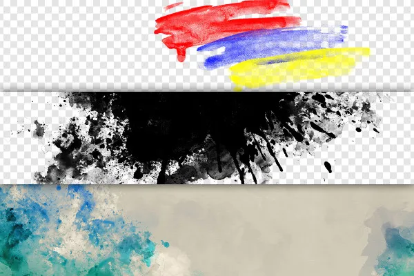 Querformat-Bilderrahmen mit Wasserfarben-Effekten (PNG- und JPG-Dateien)