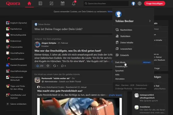 Marketing digitale con Quora: 2.5 | Impostazioni dell'account