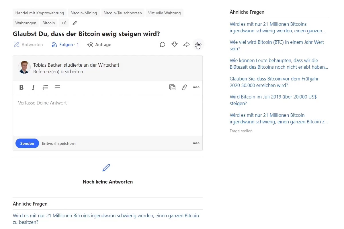 Digital marketing with Quora: 2.7 | Your first question