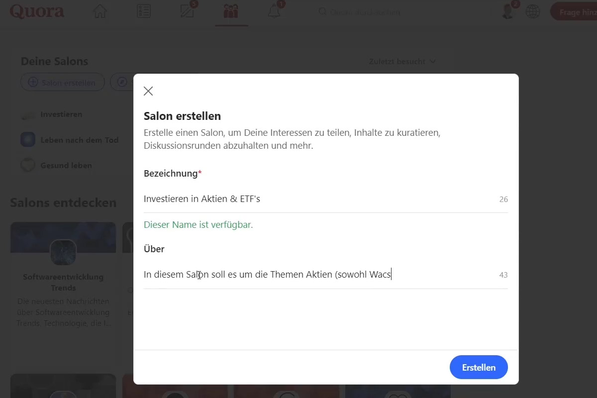 Digital marketing with Quora: 4.5 | Create your own salon