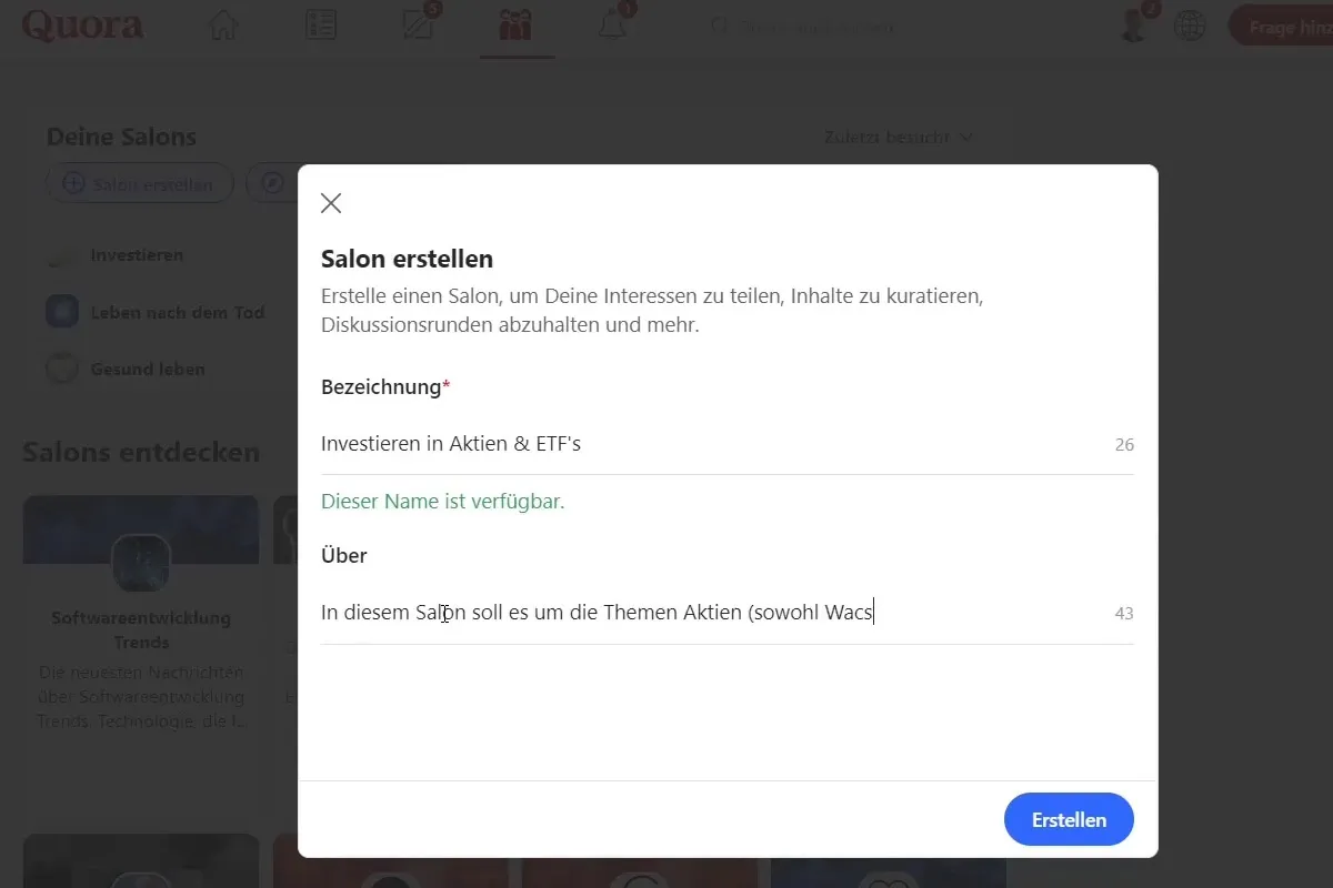 Marketing digitale con Quora: 4.5 | Creare il tuo salone