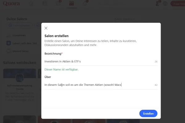 Marketing digitale con Quora: 4.5 | Creare il tuo salone