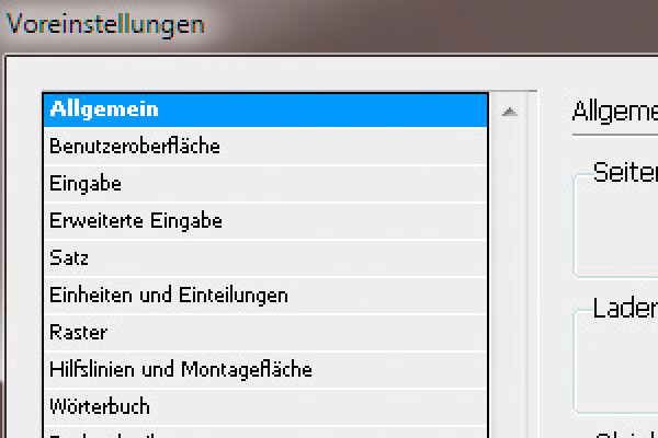 Voreinstellungen in Adobe InDesign