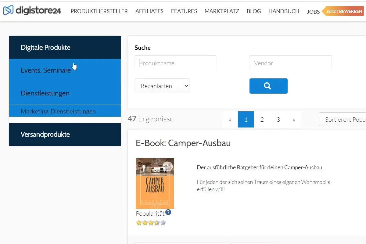 Affiliate-Marketing: 10.2 | Digistore – Produktübersicht