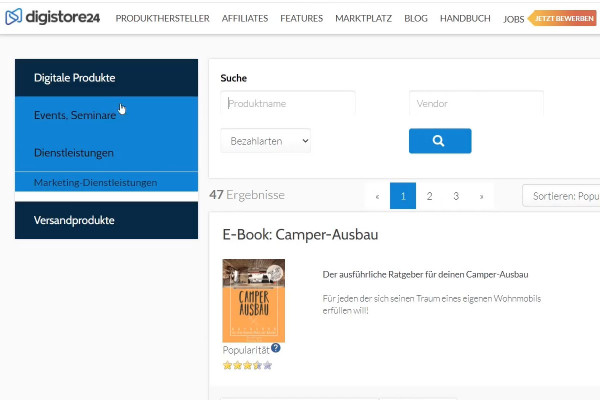 Affiliation marketing : 10.2 | Digistore - Aperçu des produits