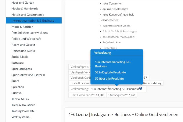 Marketing d'affiliation : 10.3 | Digistore - indicateurs clés et explication des informations