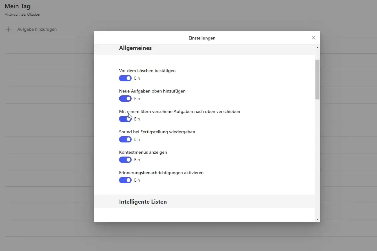 Tutorial su Microsoft To Do: 2.4 | Impostazioni