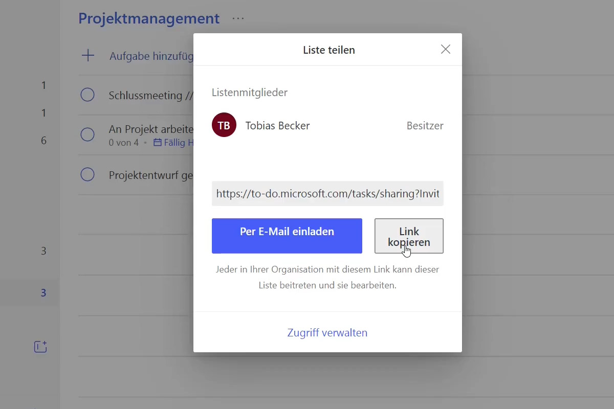 Microsoft To Do - opas: 4.2 | Listen jakaminen