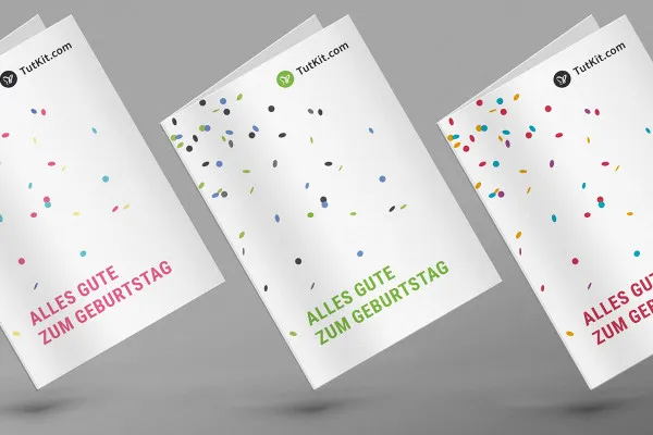 Business birthday card: "Confetti rain" template (A5 portrait)