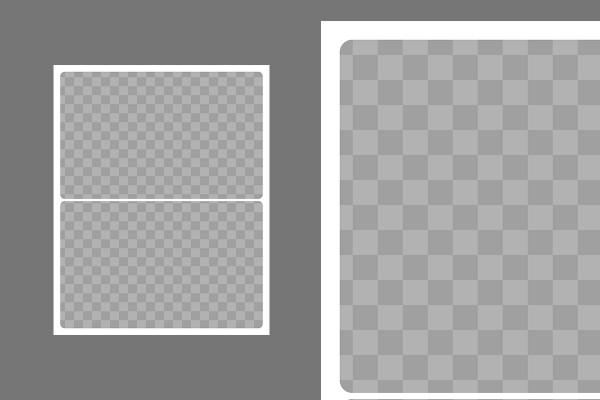 Modello per una fotocollage con 2 foto (formato verticale, una accanto all'altra)