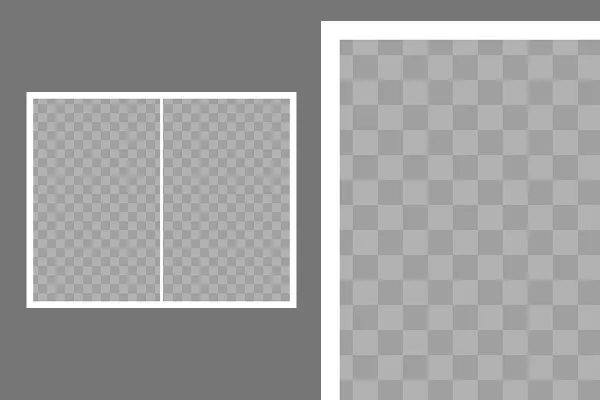 Template for a photo collage with 2 photos (landscape format, on top of each other, round corners)