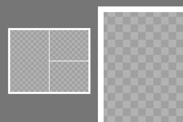 Template for a photo collage with 3 photos (1 portrait, 2 landscape)
