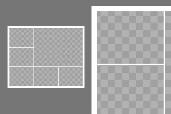 Template for a photo collage with 6 photos (1 main scene)