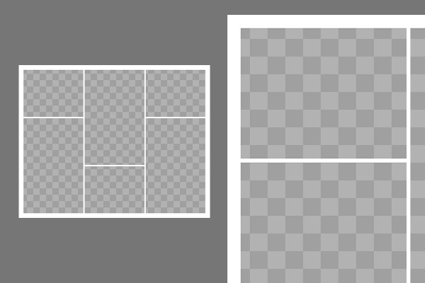 Modello per un fotomontaggio con 6 foto (disposte dinamicamente)