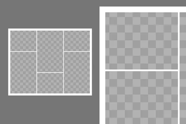 Template for a photo collage with 6 photos (dynamically arranged)