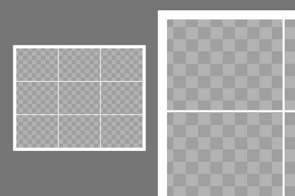 Modello per un collage fotografico con 9 foto (formato orizzontale)