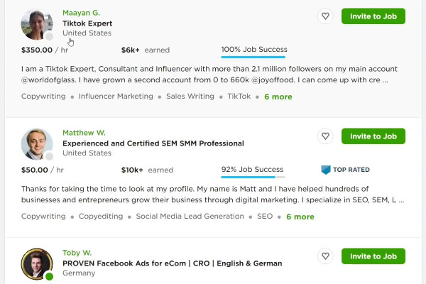 TikTok-marknadsföringsguide: 16.2 | Anlita frilansare på Upwork