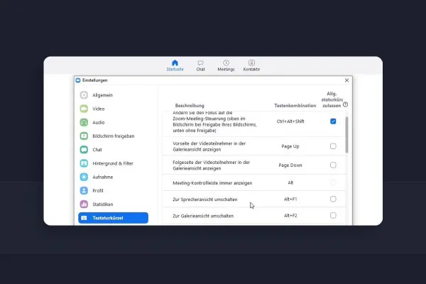 Zoom-Tutorial: 6 | Tastenkombinationen