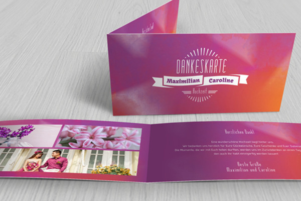 Printable template for wedding thank you card - version 1