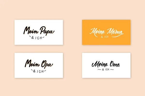 Handlettering Baby & Geburt: 05 | „Mein Papa & ich“, „Meine Mama & ich“, „Mein Opa & ich“, „Meine Oma & ich“