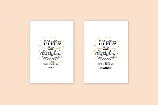 Handlettering Baby & Geburt: 10 | „Happy 2nd birthday, you’re a girl now”, “you’re a boy now”