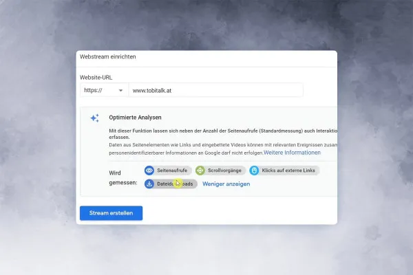 Google Analytics-vejledning: 2.1 | Link den første datatstrøm