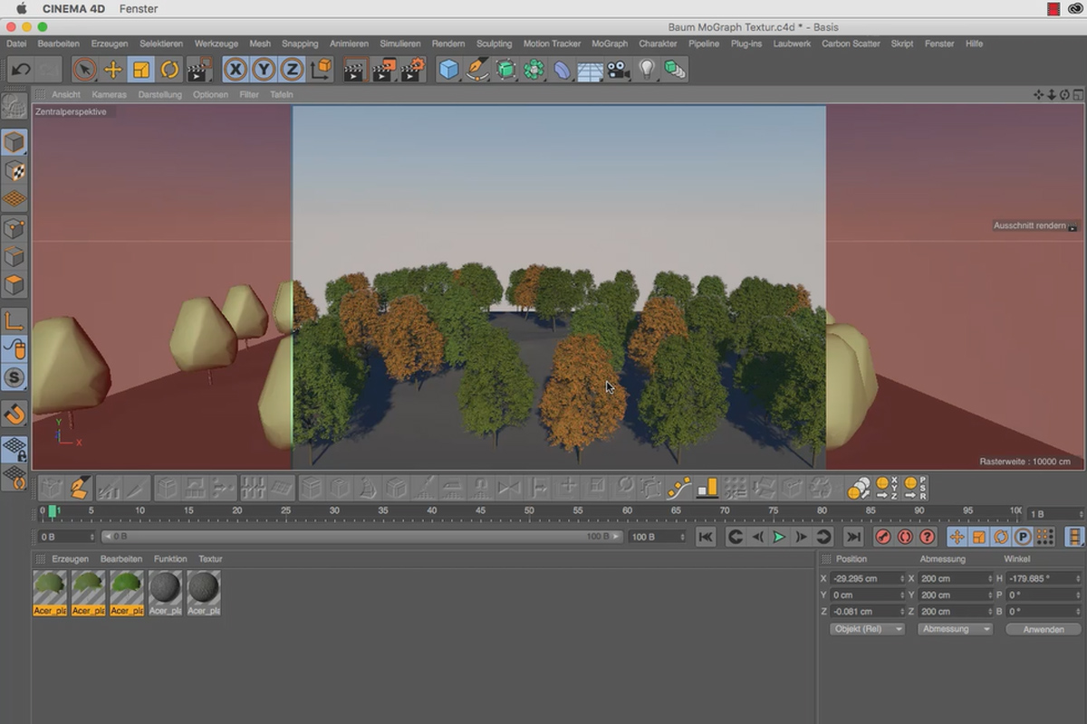 Laubværk til Cinema 4D: Laubwerk Plants Kits - 03 Kombination med MoGraph.