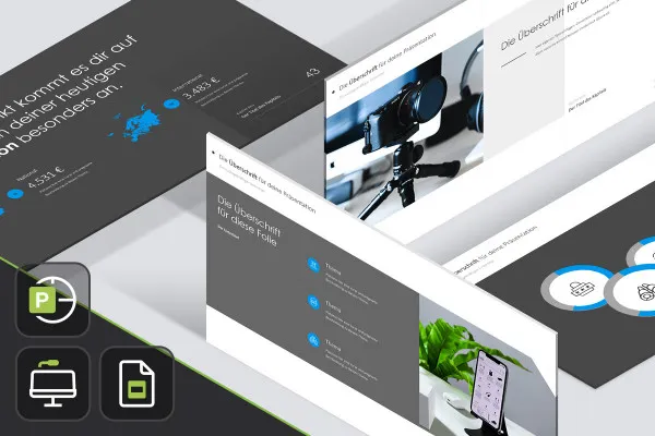 Șabloane în designul „Aspects” pentru PowerPoint, Keynote și Google Slides.