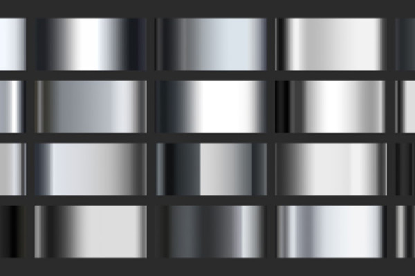 Photoshop gradient: 20 gradients in mercury for metal effects for download
