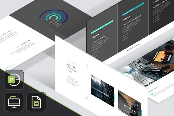 Machete în designul „One” pentru PowerPoint, Keynote și Google Slides.