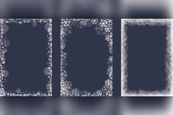 10 picture frames for Christmas and winter with snowflakes and ice crystals (version 2)
