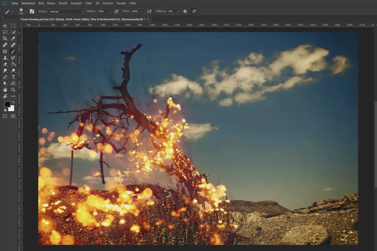 Texturen in Photoshop kreativ anwenden: 3 Feuer-Overlays anwenden
