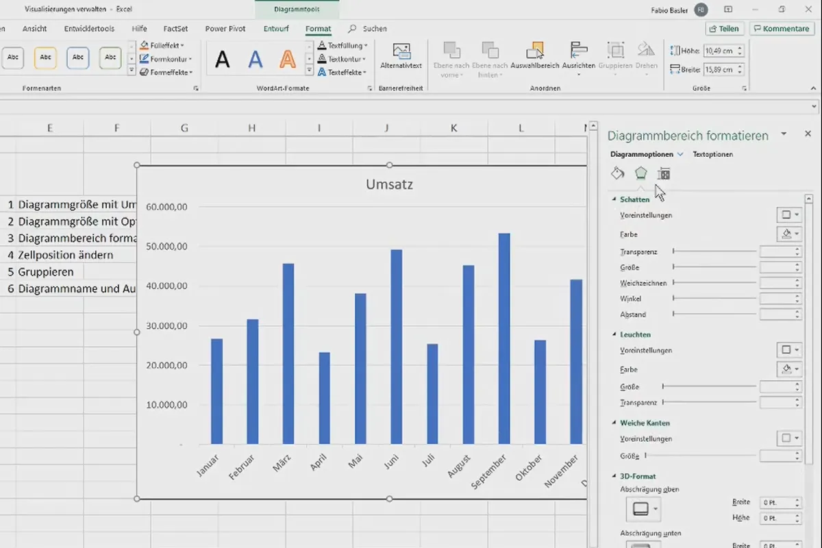 Diagramme in Excel erstellen: 2.2 | Diagramme verwalten