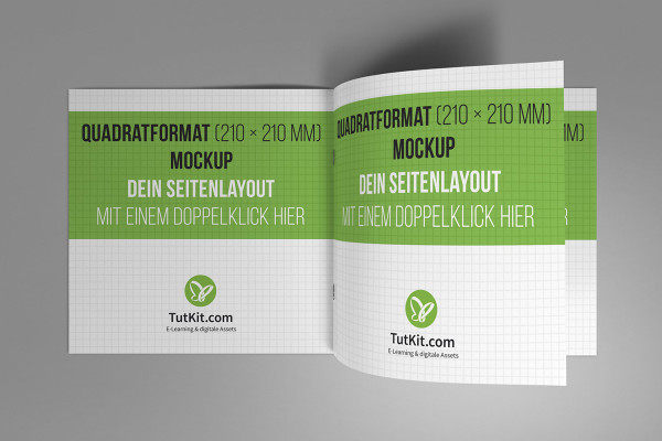 Mockup for brochure in square format: Two unfolded inner pages