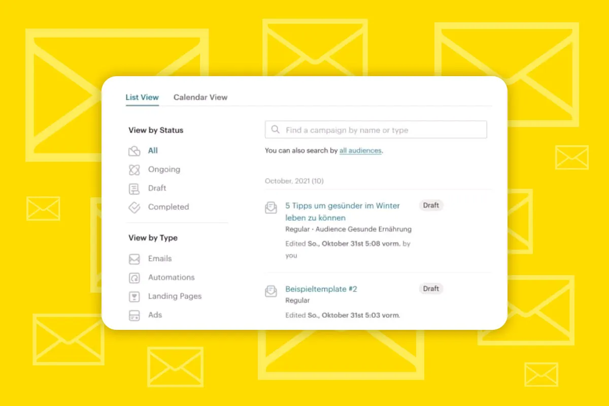 Mailchimp: 4.2 | Kampagnen einsehen und bearbeiten